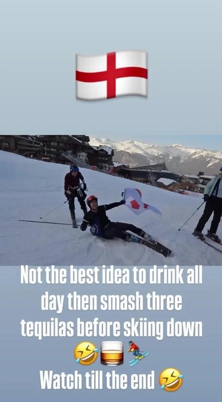  切尔西传奇特里度假失控，酒后滑雪阿尔卑斯山坡底狼狈摔倒。 娱乐新闻