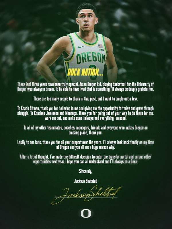  俄勒冈后场生变；谢尔斯塔德申请转学后林葳何去何从。 体育新闻