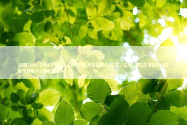 视频1949-2025年中国各省份财政收入排名变迁：广东、江苏、浙江东等沿海地区的财政收入长期名列前茅 新闻